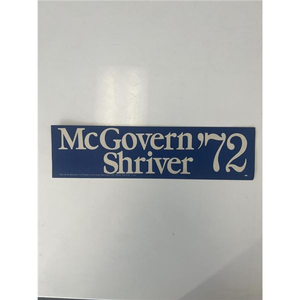 1972 McGovern-Shriver presidential campaign bumper sticker