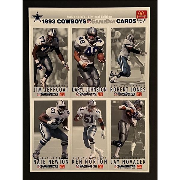 1993 Dallas Cowboys Uncut Card Sheet