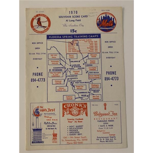 St. Louis Cardinals vs. New York Mets 1970 Official Souvenir Scorecard Magazine