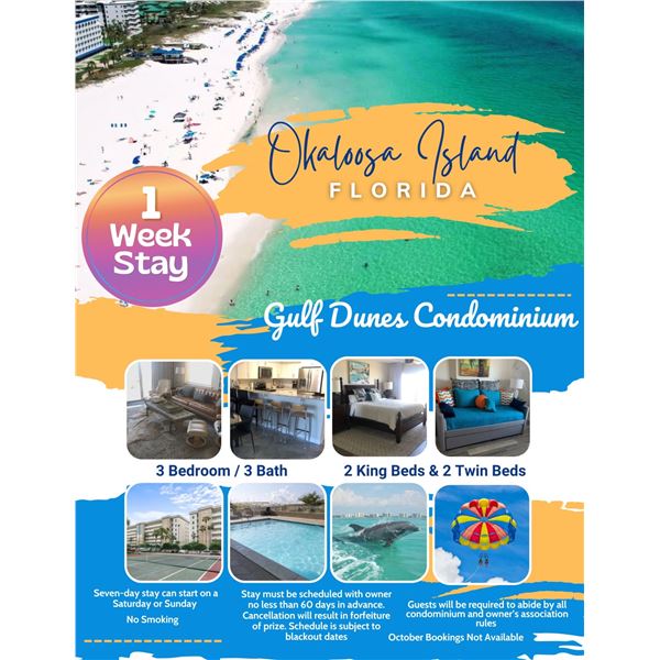 1 Week Stay on Okaloosa Island