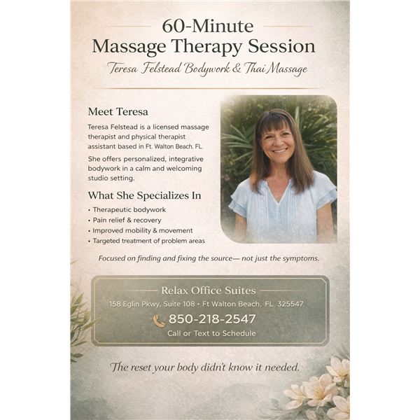 60 Minute Massage Therapy Session