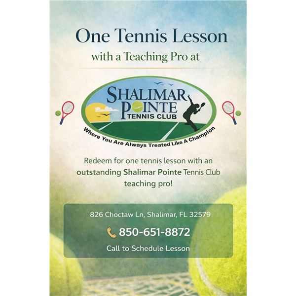 One Tennis Lesson at Shalimar Pointe Tennis Club