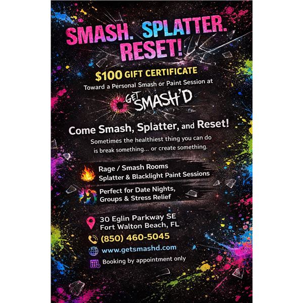 Get Smash’D Personal Smash or Paint Session