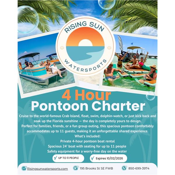 Rising Sun Watersports 4 Hour Pontoon Rental