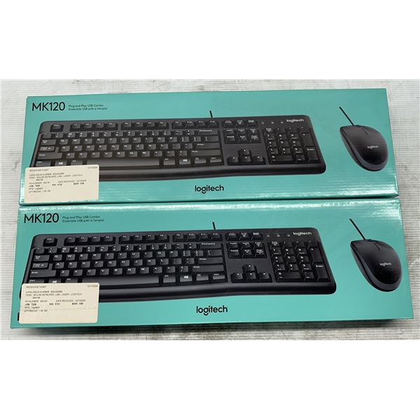 (2) Logitech #MK120 Keyboards Plug & Play USB Combo