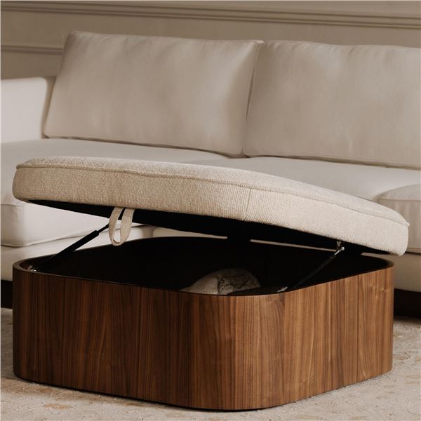 BNIB Moe's - Sonny Ottoman Walnut - 35 x 35 x 17 - Retail Price: $1,599.00 - EW-1030-03