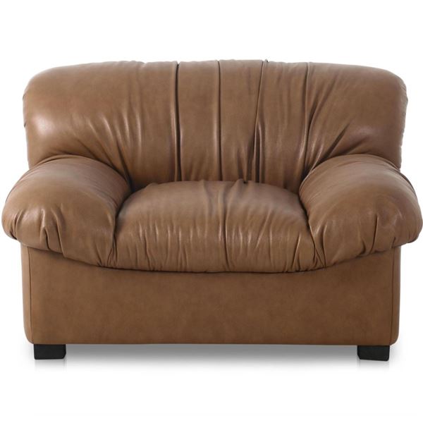 BNIB Moe's - Halston Lounge Chair Tan Leather - 43 x 39 x 27.5 - Retail Price: $3,749.00 - AZ-1004-0