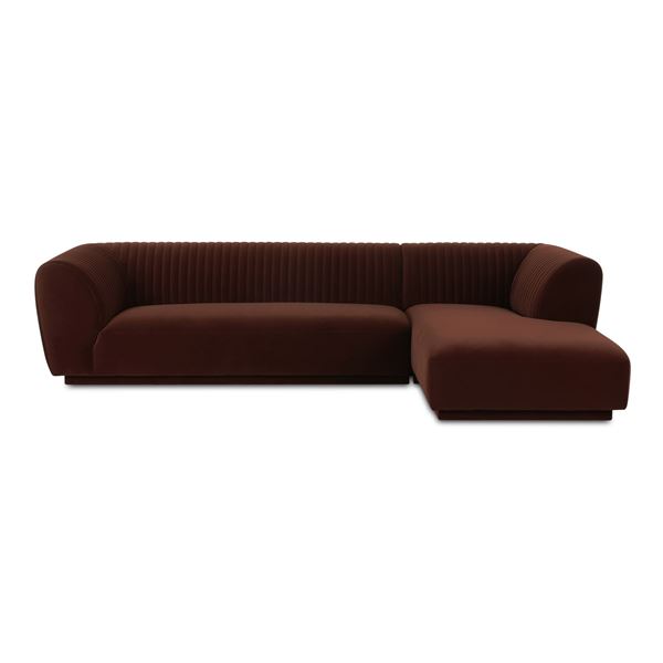 BNIB Moe's - Zandro Right Sectional Warm Brown - 116.75 x 71 x 27.50in - Retail Price: $4,499 - OA-1