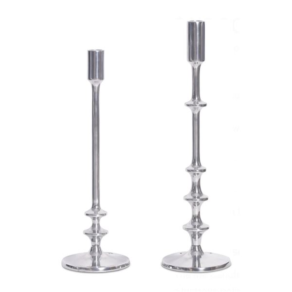 New Moe's - Irie Candle Holders Set Of 2 Silver - 5 x 5 x 17 - Retail Price: $119.00 - FI-1119-30