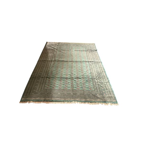 Hand Woven - Refined Sage Green Indo-Persian Bokhara Rug - Approx 124in x 176in