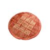 Image 1 : Round Disttressed Ruby & Gold Geometric Rug - Approx 60in
