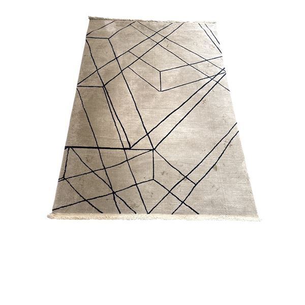 Risa Rug - Geometric Prism Sand & Slate Modern Area Rug - Approx 62in x 90in