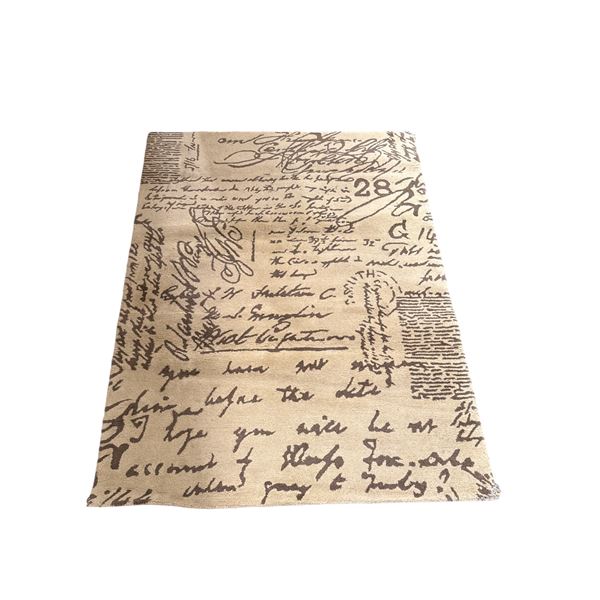 Vintage Script Hand Tufted Calligraphy Area Rug - Approx 60in x 82in