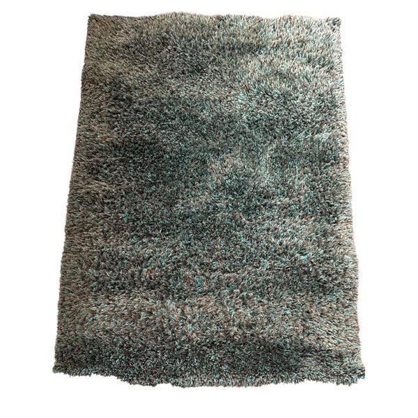 Contemporary Shag Area Rug - Teal and Earth Stone - Approx 63in x 90in