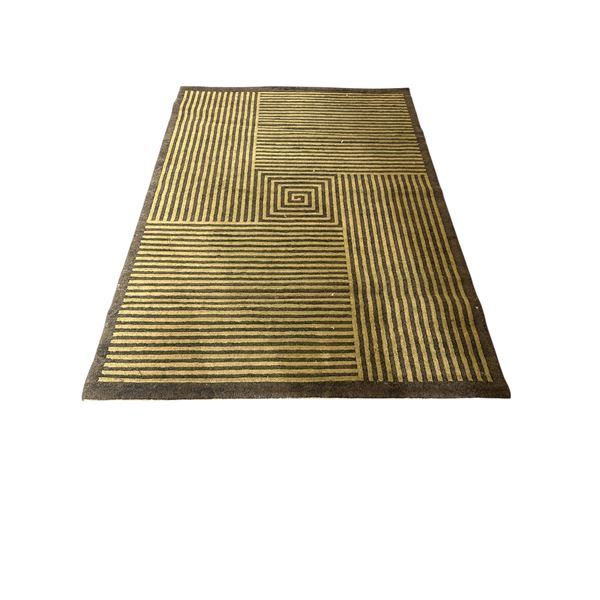 Golden Labyrinth Modern Geometric Spiral Area Rug - Approx 92in x 64in