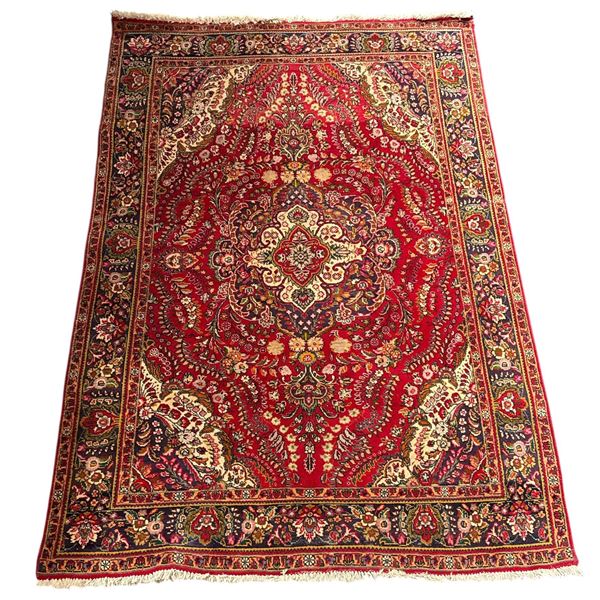 Hand Woven - Ornate Crimson Medallion Persian Rug - Approx 78in x 120in