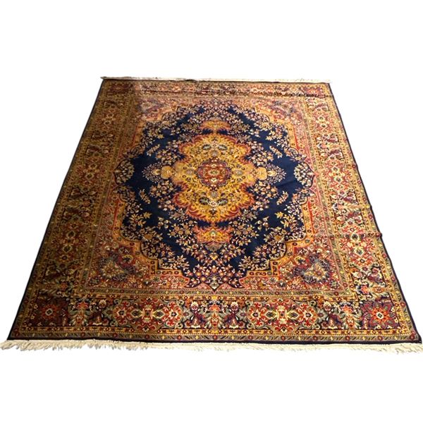Hand Knotted Navy Blue & Grand Golden Persian Rug - Approx 116in x 156in