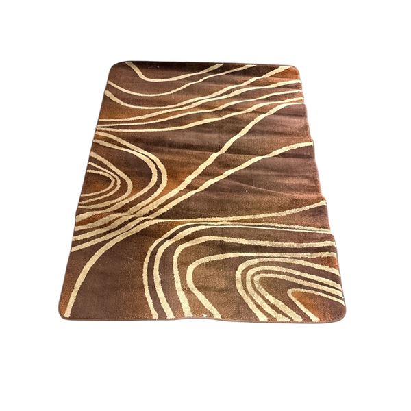 Contemporary Abstract Swirl Area Rug in Chocolate - Approx 58in x 86in