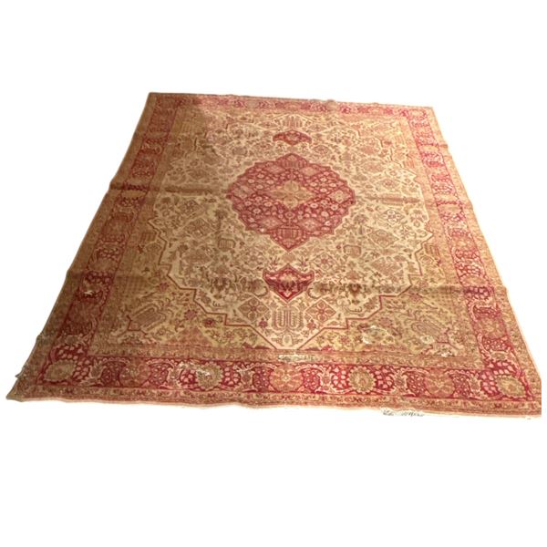 Palatial Heritage Rose and Gold Persian Hand Tufted Rug - Approx 117in x 157in