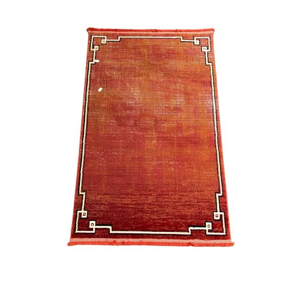 Cheyenne Red Modern Greek Key Border Rug - Approx 38in x 62in