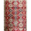 Image 2 : Traditional Crimson Tribal Rug with Intricate Ivory Fringe - Approx 64in x 88in