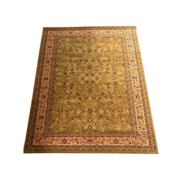 Kashan Authentic Hand Tufted Olive-Beige Persian Rug - Approx 78in x 118in