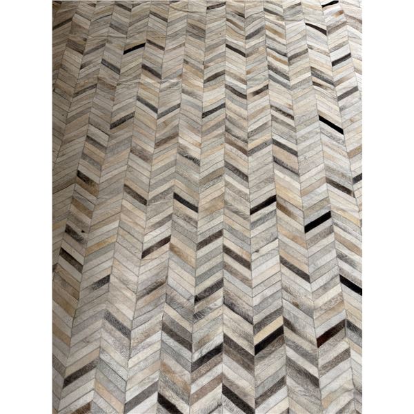 Hand-Stitched Patchwork Cowhide Area Rug - Approx 90in x 124in