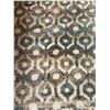 Image 2 : Modern Ikat Inspired Geometric Rug in Teal And Sand - Approx 64in x 88in