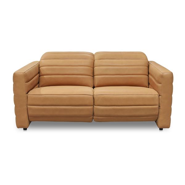 BNIB Moe's - Juno Power Recliner Sofa Tan Leather - 65 x 42 x 31.5 - Retail Price: $7,899.00 - GO-10