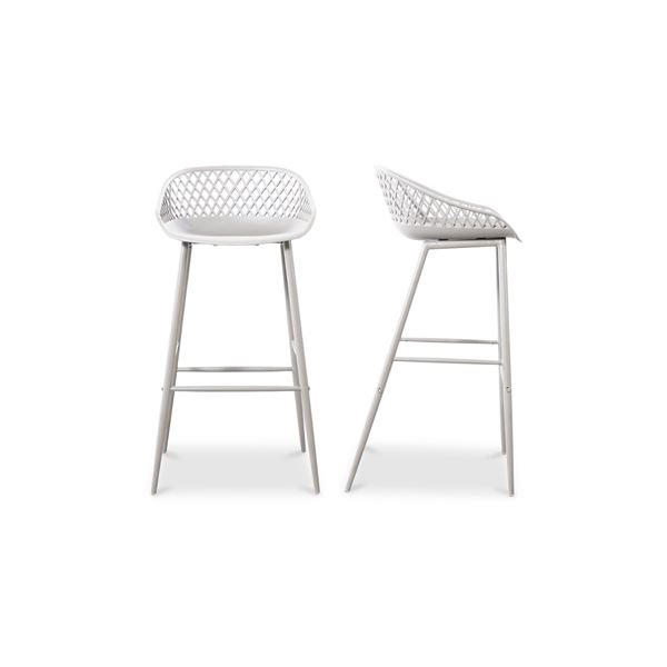 BNIB Moe's - Piazza Outdoor Barstool White-Set Of Two - 19.3 x 19.7 x 37.2 - Retail Price: $289.00 -