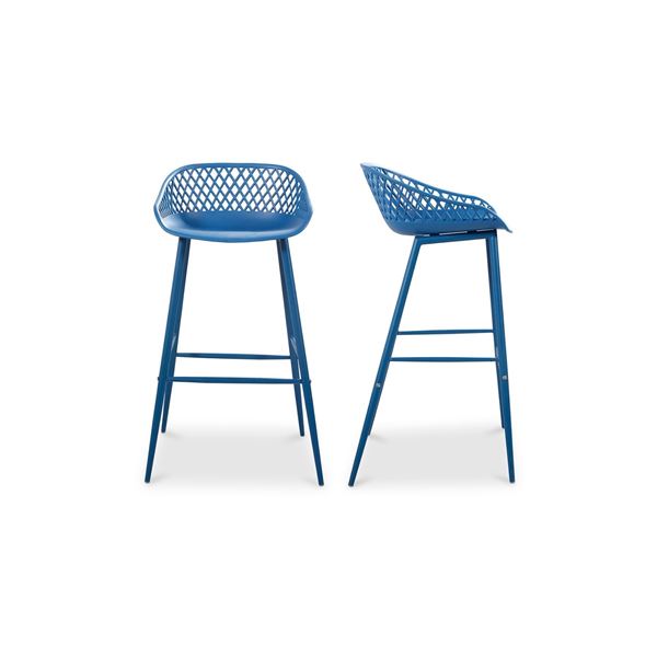 BNIB Moe's - Piazza Outdoor Barstool Blue-Set Of Two - 19.3 x 19.7 x 37.2 - Retail Price: $289.00 -