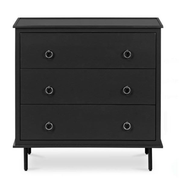 BNIB Moe's - Reagan 3 Drawer Nightstand Black - 31 x 18.5 x 30 - Retail Price: $1,649.00 - JU-1007-0