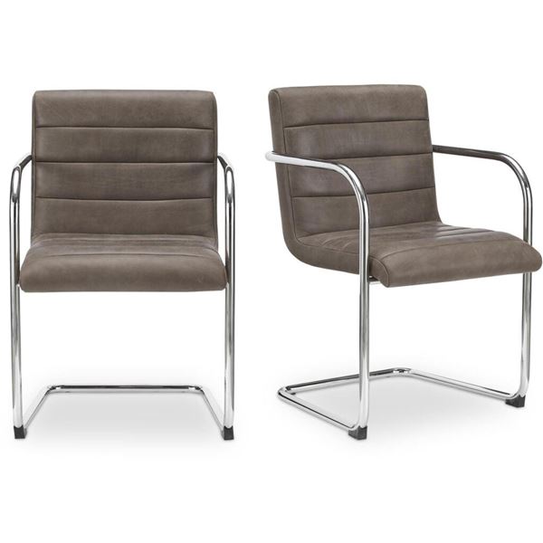 BNIB Moe's - Pedro Dining Chair Dark Brown Leather-Set Of Two - 23 x 22 x 33.5 - Retail Price: $2,09