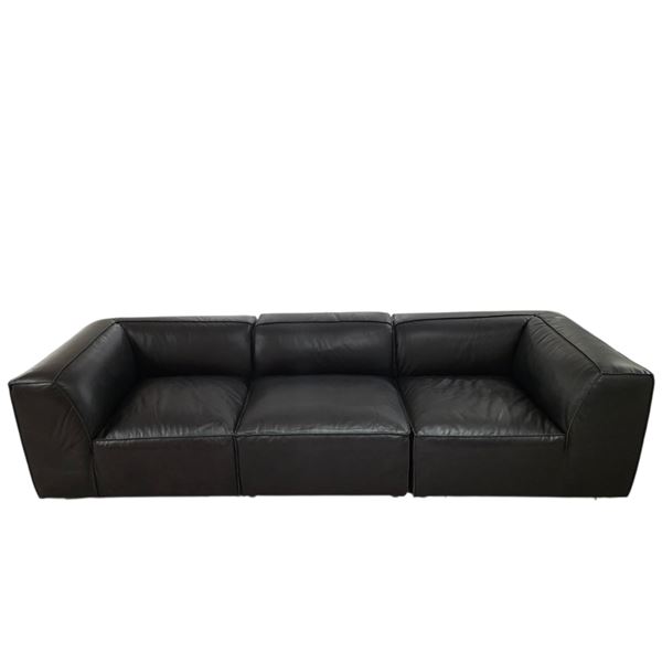 New - Moe's Form 3-Piece Modular Vantage Black Leather Sofa - Retails: $7000