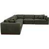 Image 2 : BNIB - Moe's Rue 5-Piece Modular L-Shape Sectional - Retails: $11,200 - Deep Green - Dimensions: 136