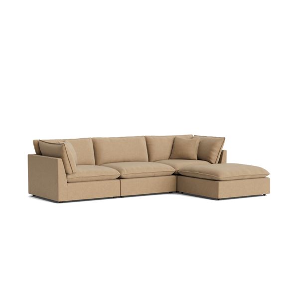 New - Sunday's Chill Time 4-Piece Modular Sectional - Biscuit - Retails: $6290 - 125"W x 83"D x 36