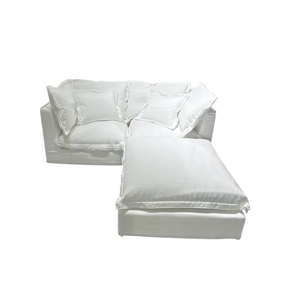 New - Moe's Olivia 3-Piece Modular Loveseat- Fabric White - Retails: $4999