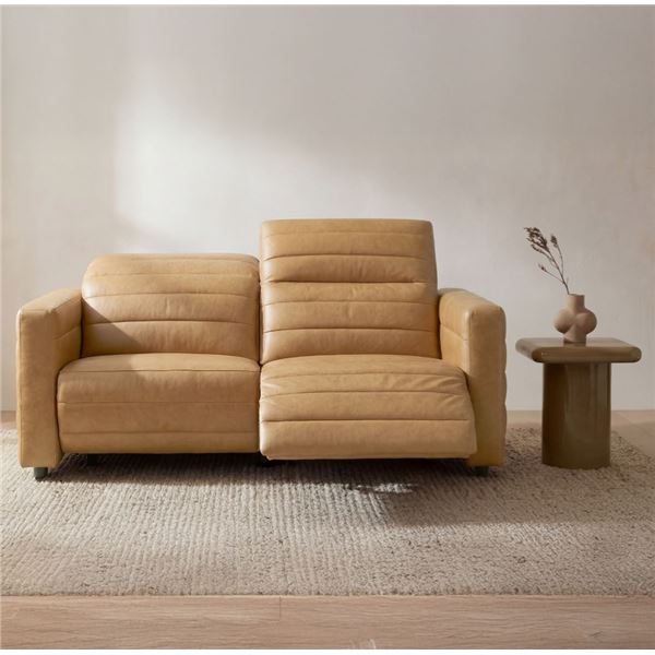 New - Moe's - Juno Power Recliner Sofa Tan Leather - 65 x 42 x 31.5 - Retail Price: $7,899.00