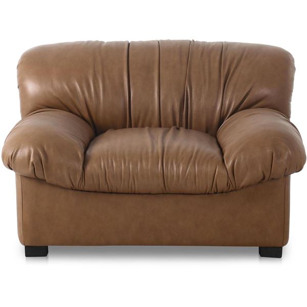 BNIB Moe's - Halston Lounge Chair Tan Leather - 43 x 39 x 27.5 - Retail Price: $3,749.00 - AZ-1004-0