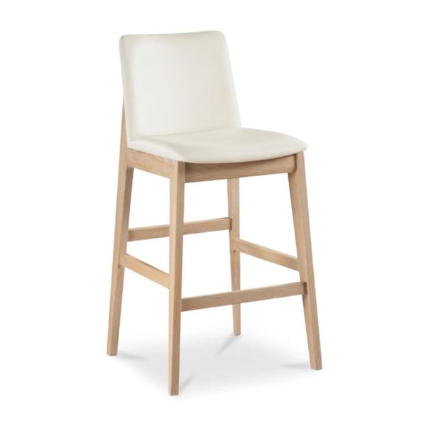 BNIB Moe's - Deco Oak Bar Stool White Pvc - 22.3 x 21 x 43.3 - Retail Price: $929.00 - BC-1140-05