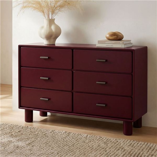 BNIB Moe's - Jolene 6 Drawer Dresser Deep Red - 56 x 19 x 36 - Retail Price: $5,365.00 - QO-1014-06