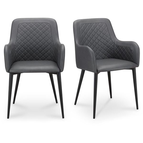 BNIB Moe's - Cantata Dining Chair Slate Vegan Leather-Set Of Two - 34.6 x 22 x 23 - Retail Price: $9