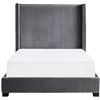 Image 2 : BNIB - Dark Gray Velvet King Bed (1 box) - 83.5 x 90 x 68.5 - Retail Price: $1,179.99 - VF-1547K-1EK