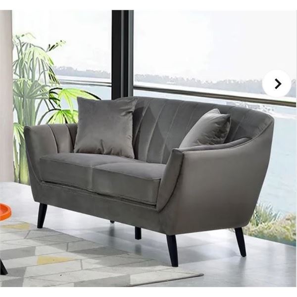 BNIB - Odette Charcoal Gray Velvet Loveseat - 58 x 32 x 33 - Retail Price: $949.00 - VF-99880CHR-2
