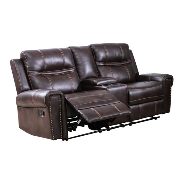 BNIB - Emerson Brown Reclining Loveseat with Center Console - 76 x 37 x 40 - Retail Price: $1,909.00