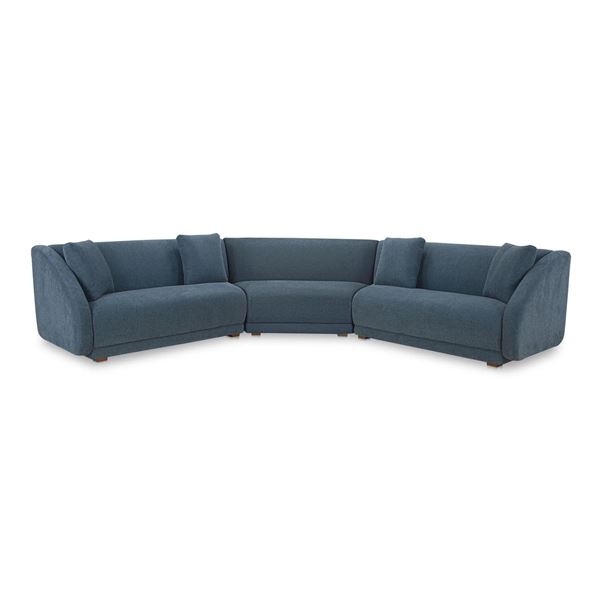 BNIB - Moe's Fraser 3-Piece Modular Sofa w/wedge slipper - Deep Blue - Retails: $7949 - Dimensions: 