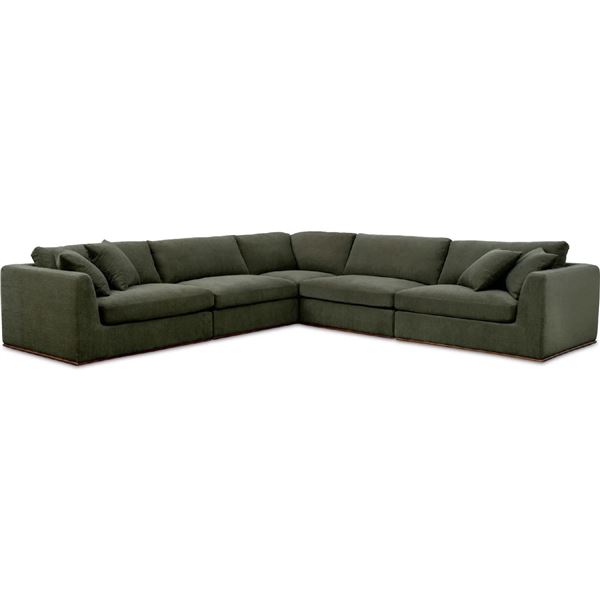 New - Moe's Rue 5-Piece Modular L-Shape Sectional - Retails: $11,200 - Deep Green - Dimension