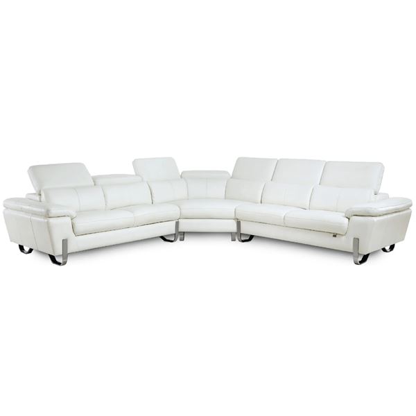 New - 3-Pcs Leather Sectional White - Retail Price: $10,399, Approx. H36" x W128" x D120"
