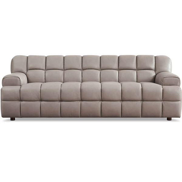 New - Rubix 92.5” Stone Premium Leather Sofa - Retail Price: $4,289