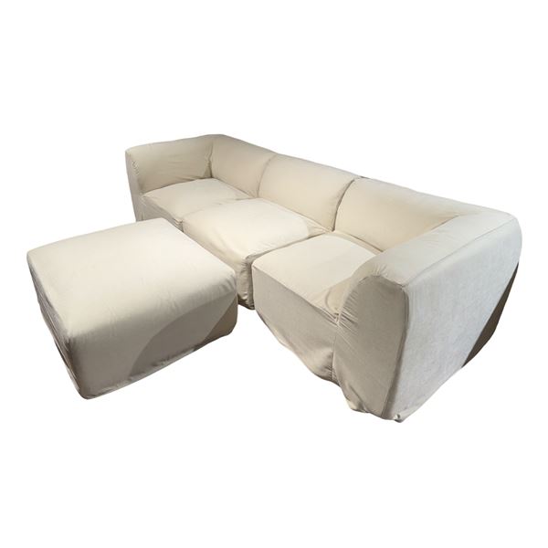 New - Moe's Isla 4-Piece Modular sectional - Beige - 2 corners, slipper and ottoman